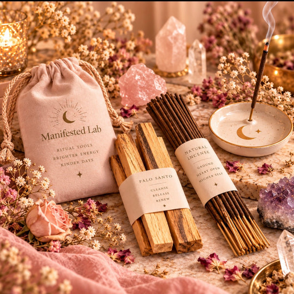 Manifested Lab palo santo and natural incense kit with pouch