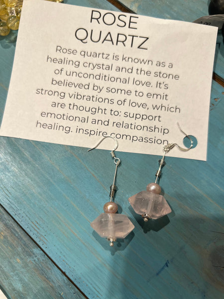 Earrings- Rose Quartz Pearl