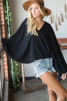 Super wide sleeve top with v neck