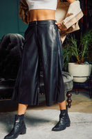 Faux Leather cropped wide leg pants