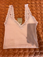 Stretchy crop top with lace straps