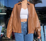 faux leather brown jacket