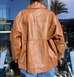faux leather brown jacket