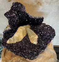 Amethyst- Very unique large with calcite stones