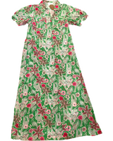 Dress- Green with pink floral