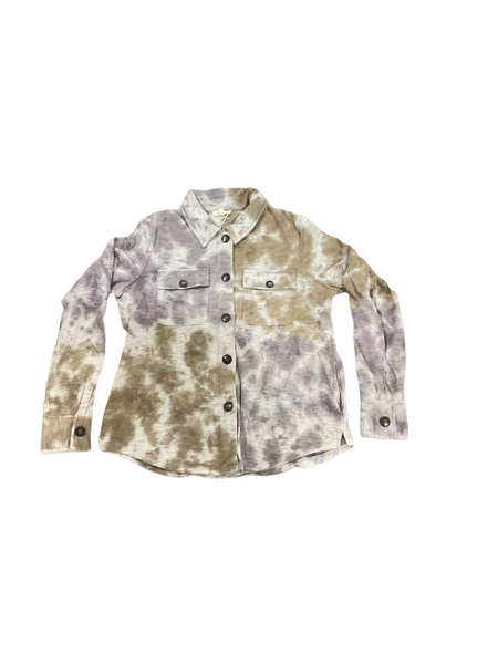 charcoal and olive tie dye button down