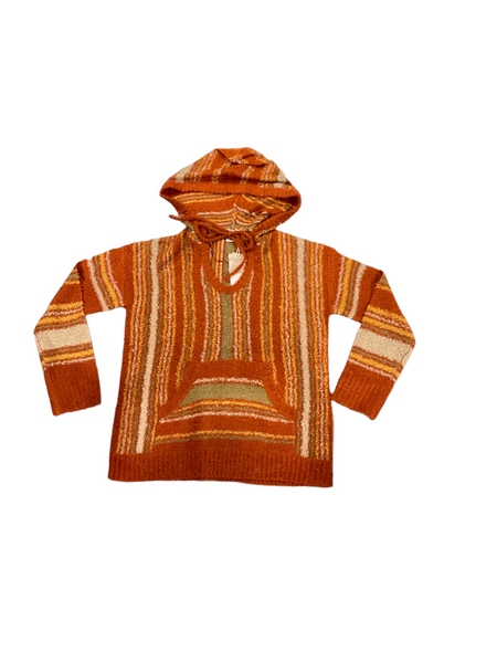 Striped orange hoodie sweater