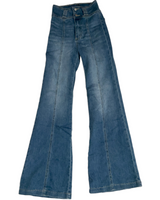 Pants- High waisted flare blue jean with seams